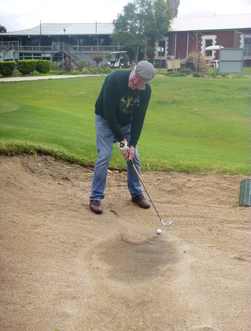 Geoff Coles – one of the winning pair - playing from the bunker