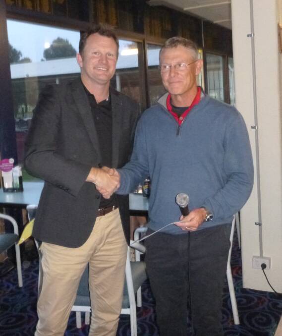 Well Done: Peter Welden (GolfNSW) congratulating Steven Conran on his win. We look forward to next year’s event, hopefully in much better weather conditions.