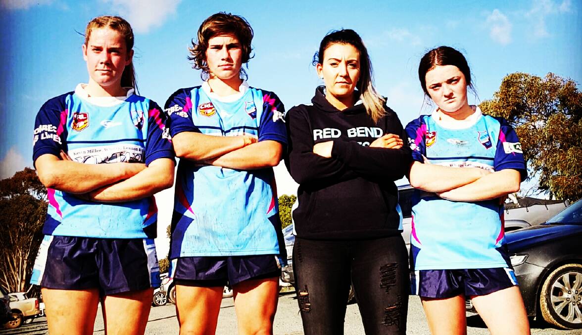 Mikaylah Dukes, Lillyann Mason, assistant coach Amy Townsend and Kimeaka Bermingham will be competing in the Nations of Origin rugby league 7s tournament next week, along with former Forbes girl Jada Hartwig.