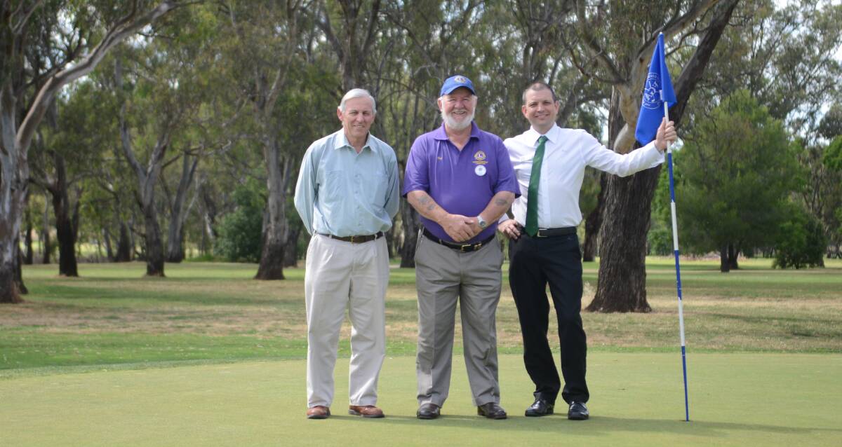 Forbes Golf Club captain Steve Grallelis, Lions president Ray Judge and St George Bank Forbes manager Andrew Kerr. 