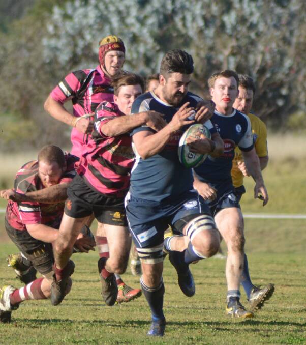 Matt Coles in action against the Parkes Boars last season. Coles made a return for the Platypi against CSU last week.