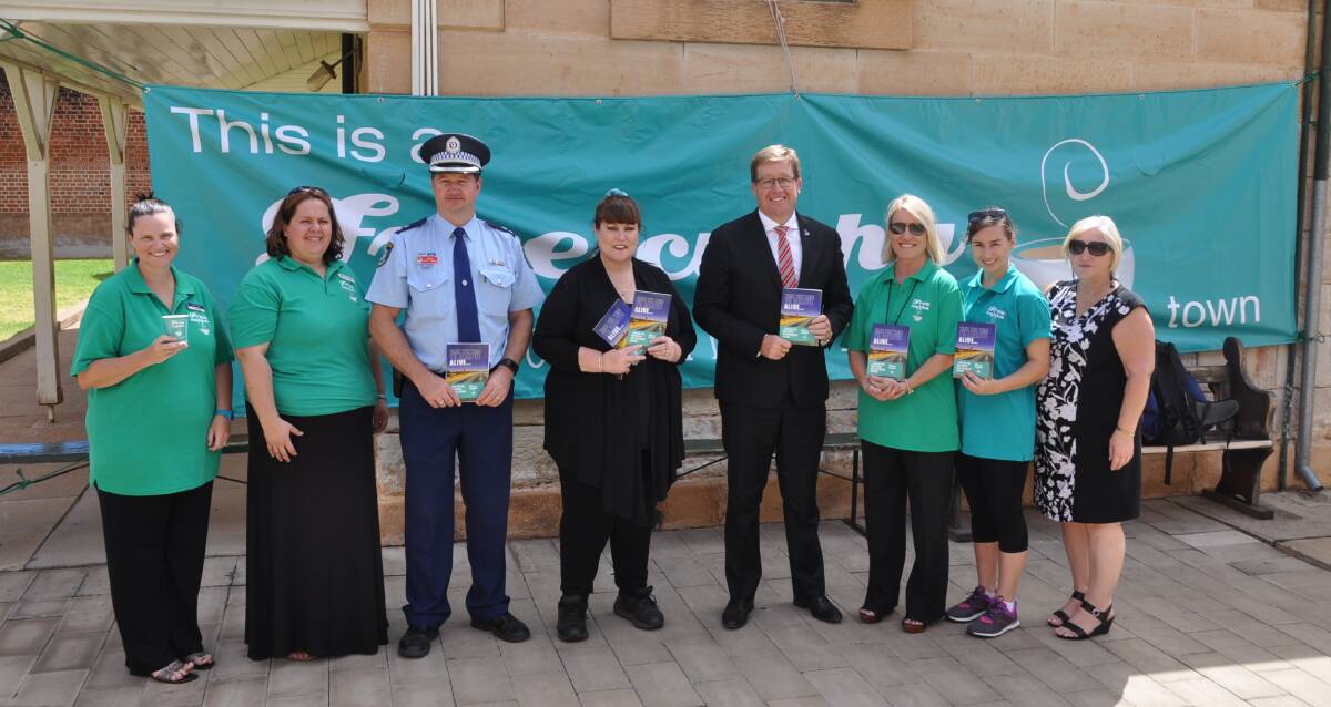 Pictured at the launch are road safety officers Melanie Suitor, Renee McMillan (Moree) , Orana Acting Superintendent Scott Tanner, Andrea Hamilton-Vaughan (Orange and Cabonne), NSW Emergency Services Minister and Member for Dubbo Troy Grant, Jayne Bleechmore (Dubbo and Gilgandra), Cheyenne O'Brien (Warrumbungles) and Iris Dorsett (Bathurst and Blayney).