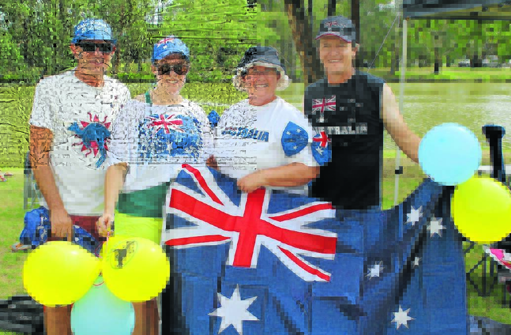 Forbes Dragon Boat president Bill Thomas with fellow club members Carmen, Robyn and Neil Stephens who were all decked out on Australia Day 2016.