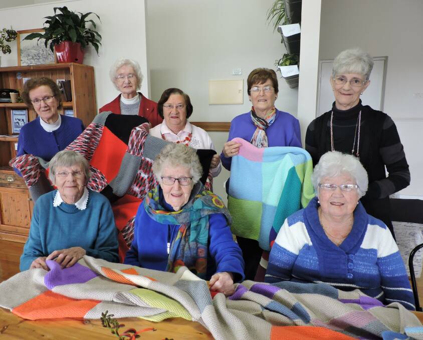 Wraps with Love Knitters Group (back) Margaret Gransden,Val Death, Mavis Cross, Susan Wheeldon and Sylvie Welsh (front) Marj Gaffey, Helen Perry and Pat Norris.