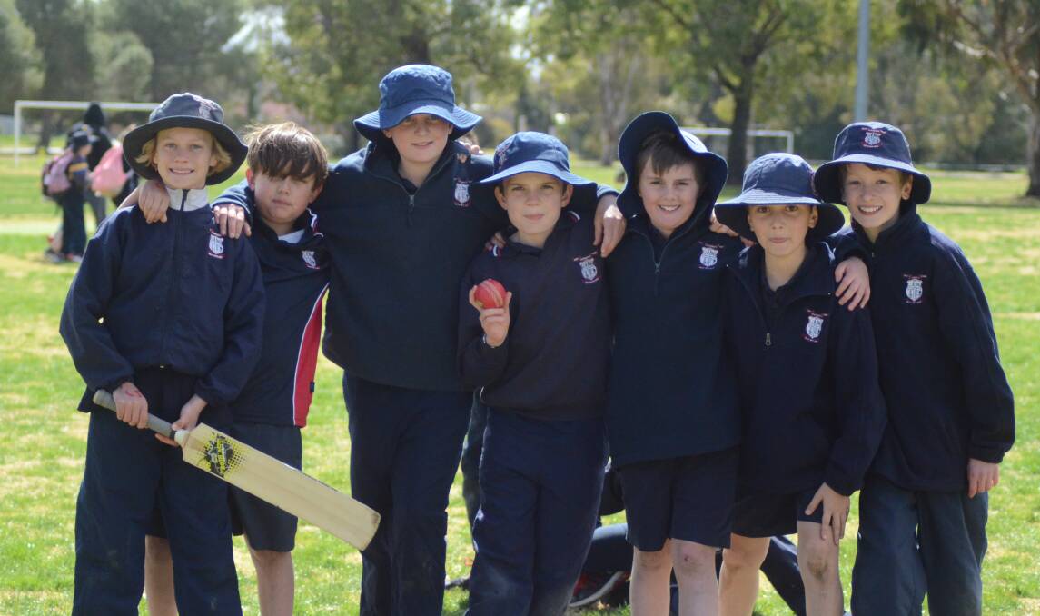Jack Priest, Liam Toole, Lawson Kath, Jim Tod, Toby Jarick, Nicola Bet and Henry Lawson at a Milo T20 Blast gala day in Forbes in August.