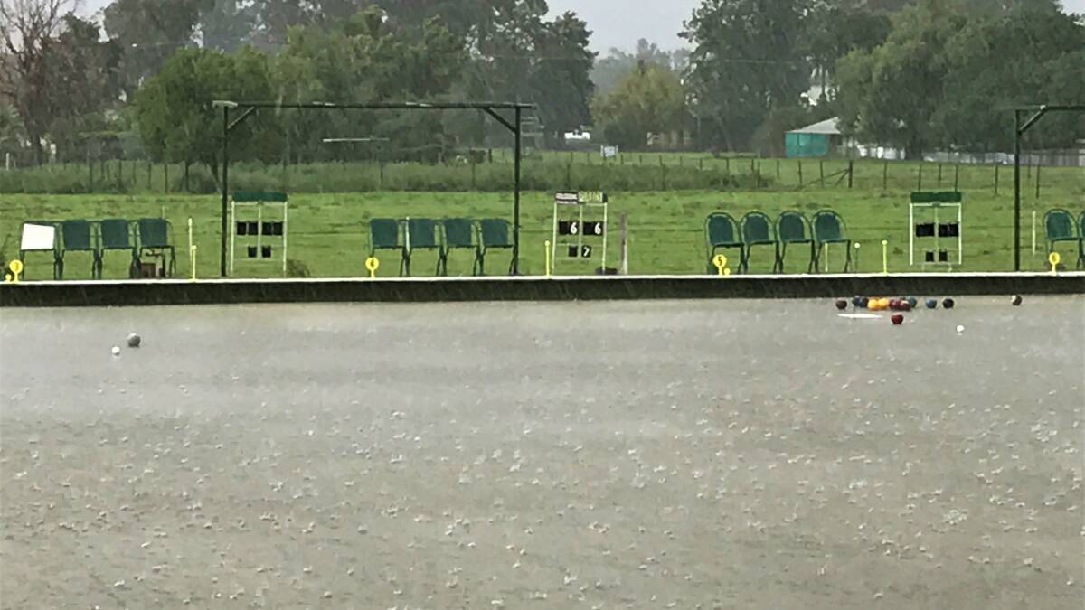 The sevens match was washed out at Gooloogong last Sunday. Players were getting used to the wind, then the rain came and that was OK, until it started to hail with thunder and lighting.