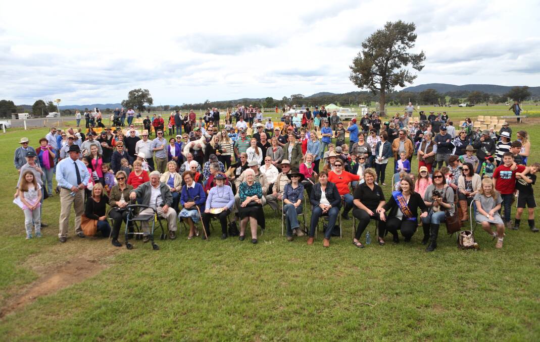 The crowd at the official opening of the Eugowra Show. Photo Bec Bennett.