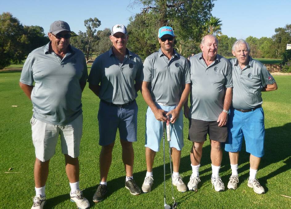 Div 4 Pennants team before play on Sunday. Members are – Richard Smith, Stuart French, Troy Howe, Frank Hanns, Steve Grallelis (resting Geoff Betland, Garry Pymont, Gus Coles).