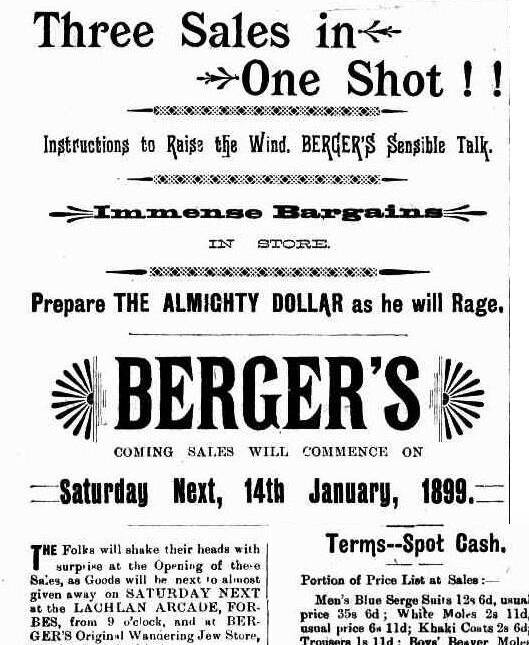 Berger was the master of promotion as seen by this newspaper advertisement for a sale.