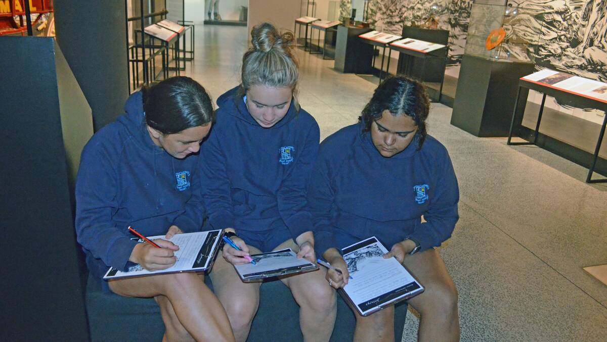 Red Bend's Larissa Kennedy, Kaia Raumati and Kirsten McDonald were in the first group of students who went through the new Orange regional museum. 