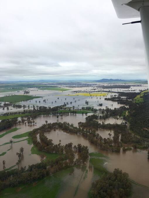 The last thing Jemalong needs is more rain ... Jenny Shephard captured this photo of spreading floodwaters from the air. 