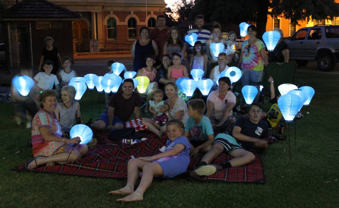 Lighting the night for the Leukaemia Foundation in Forbes in 2015.