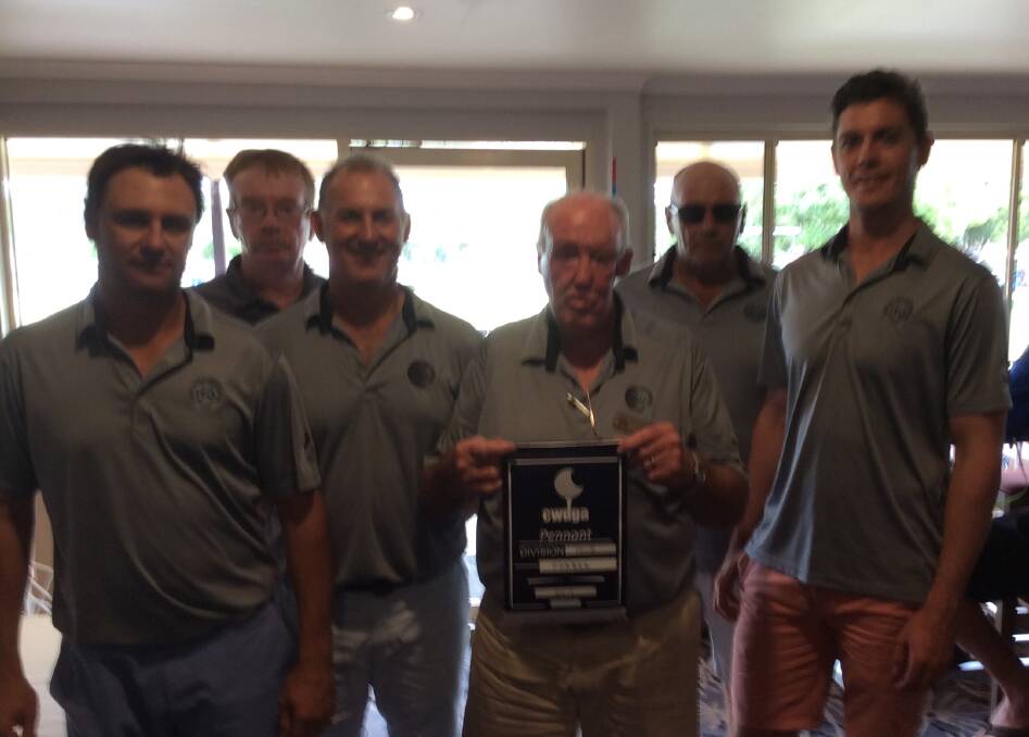 Winning Forbes pennants fours team Troy Howe, Gary Pymont, Stuart French, Jim McLuckie (manager), Richard Smith and Gus Coles. 
