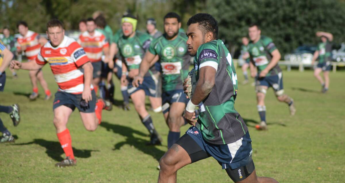 Nathan Langi Langi holding tight to the ball in last weekend's home ground meeting with Cowra.