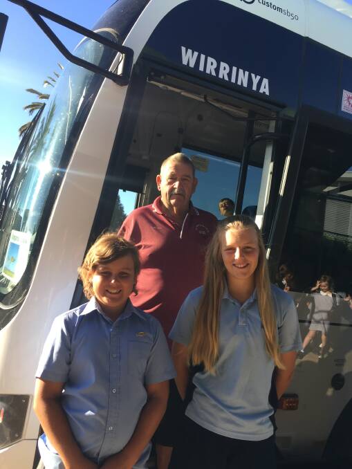 Tom Maslin, Scarlett Garland and their bus driver Dorsey Uphill are braving the razor on Monday to raise funds for the Leukaemia Foundation.