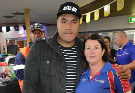 Brandon Tago with Parkes president Jaimee Timmins shortly after informing the club he was leaving. Photo: CONTRIBUTED