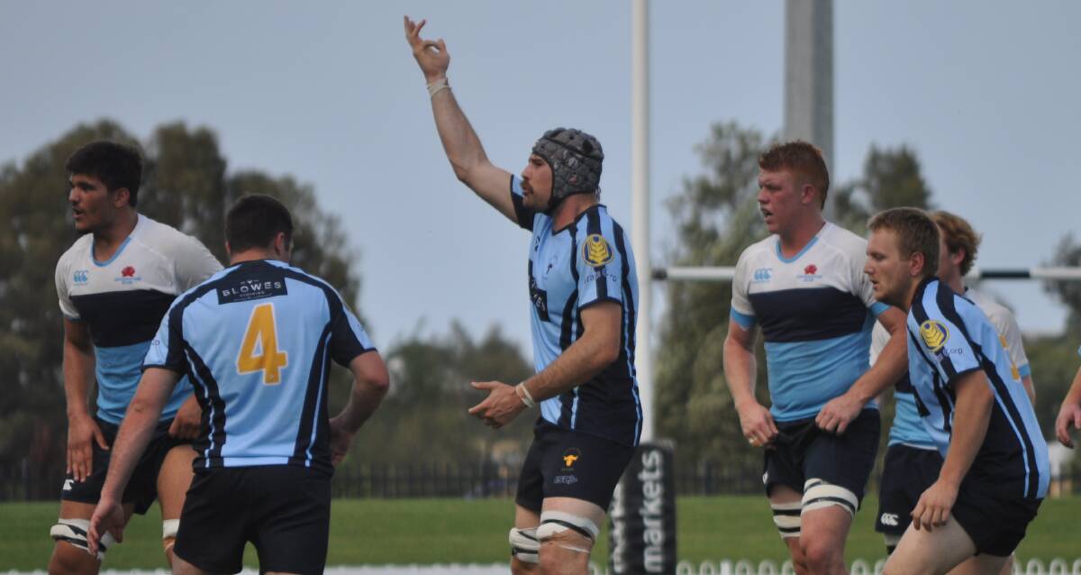 SEND IT UP: Blue Bulls general Nick Hughes-Clapp got out of his sick bed to man the line-outs for Central West on Saturday. Photo: NICK McGRATH