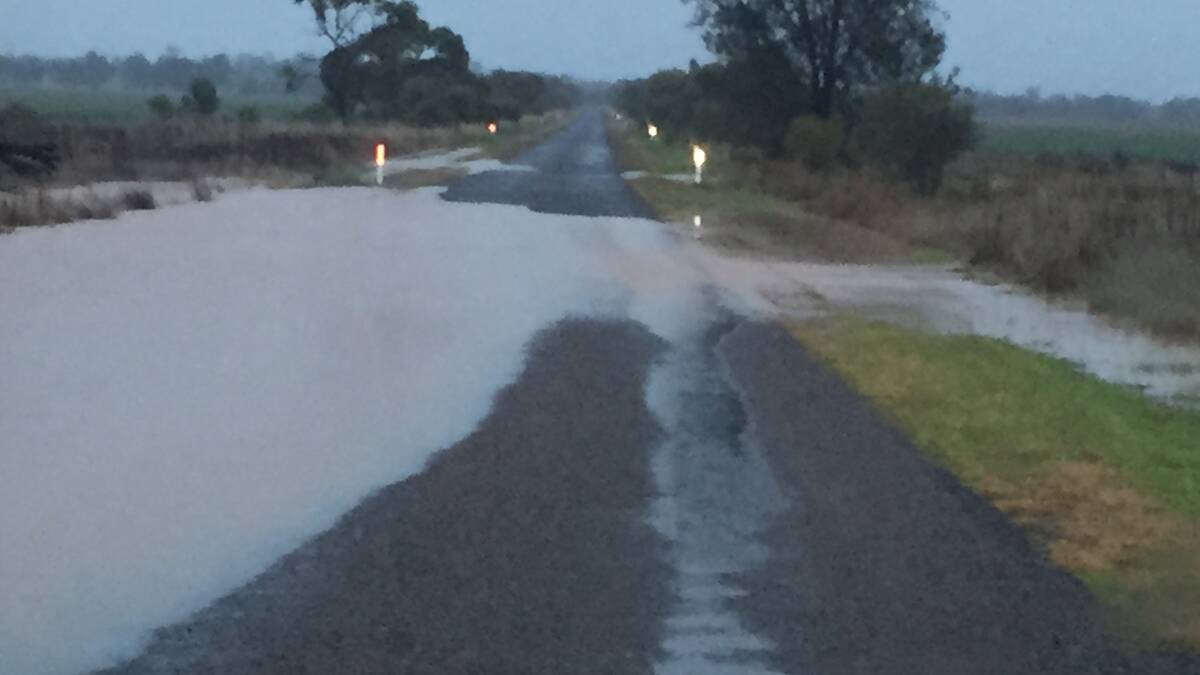 Water over the road south of Forbes after recent heavy rainfalls on the weekend. 