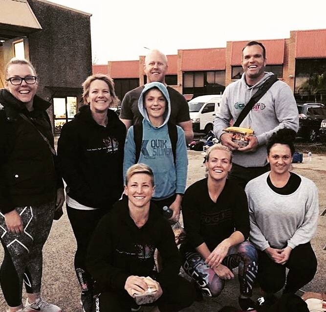Haylee travels once a fortnight to Bathurst to train at Crossfit 2795. Pictured is Haylee (front right) with training mates including Ash Corby, Kirstin Elliott, Kendal Ball, Lyndall Ellis, Gavin MacCabe and Paul Watters.