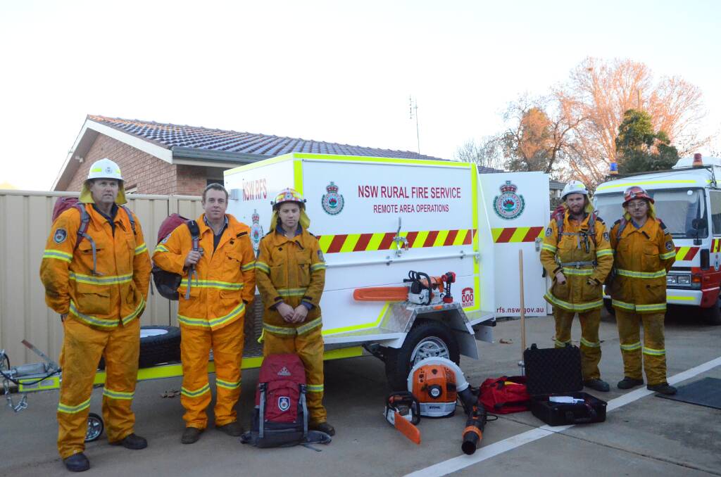 REGION WEST RAFT: Jeff Boyd, Manna Mount Captain Mick Cantwell, Chris Allegri, Simon Forsyth and Forbes Central Captain Tim Perry will fight fires in remote Western NSW. 