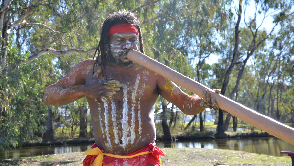 Indigenous performer Turtle sharing culture at the Dreaming Centre during Reconciliation Week. 