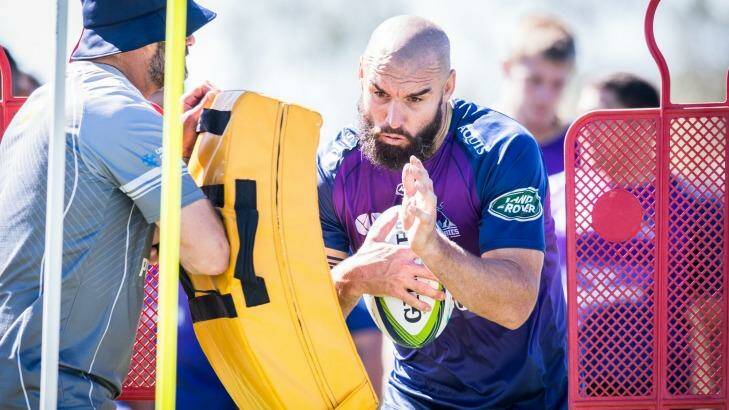 Scott Fardy trains in the build-up to the Brumbies' 2017 season opener. Photo: RUGBY.com.au/Stuart Walmsley
