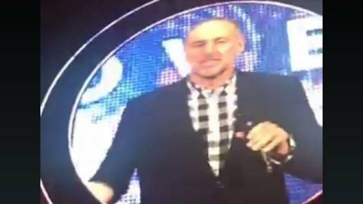 Hillsong founder Pastor Brian Houston introduces the video of his interview with Pastor Mark Driscoll at Allphones Arena in Homebush. Photo: Periscope