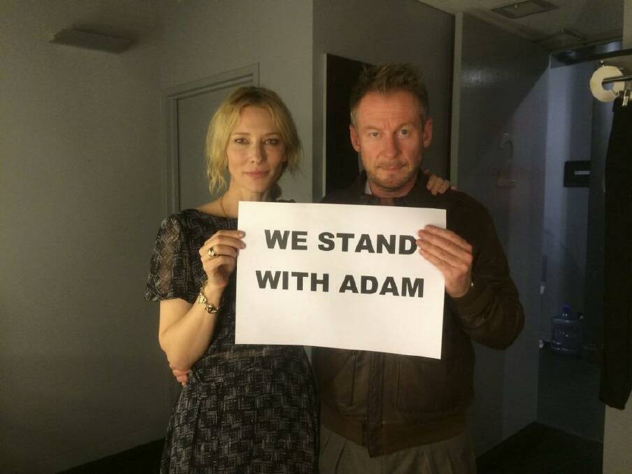 Cate Blanchett and Richard Roxburgh offering support for Indigenous AFL player Adam Goodes. Photo: STC