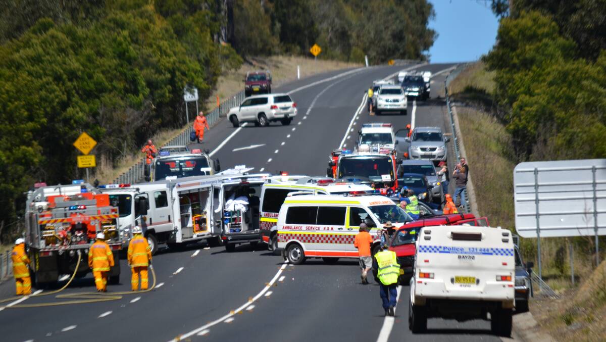 A man and a woman have died in a three-car accident north of Moruya on the Princes Highway. The road is closed in both directions on Thursday, October 2.