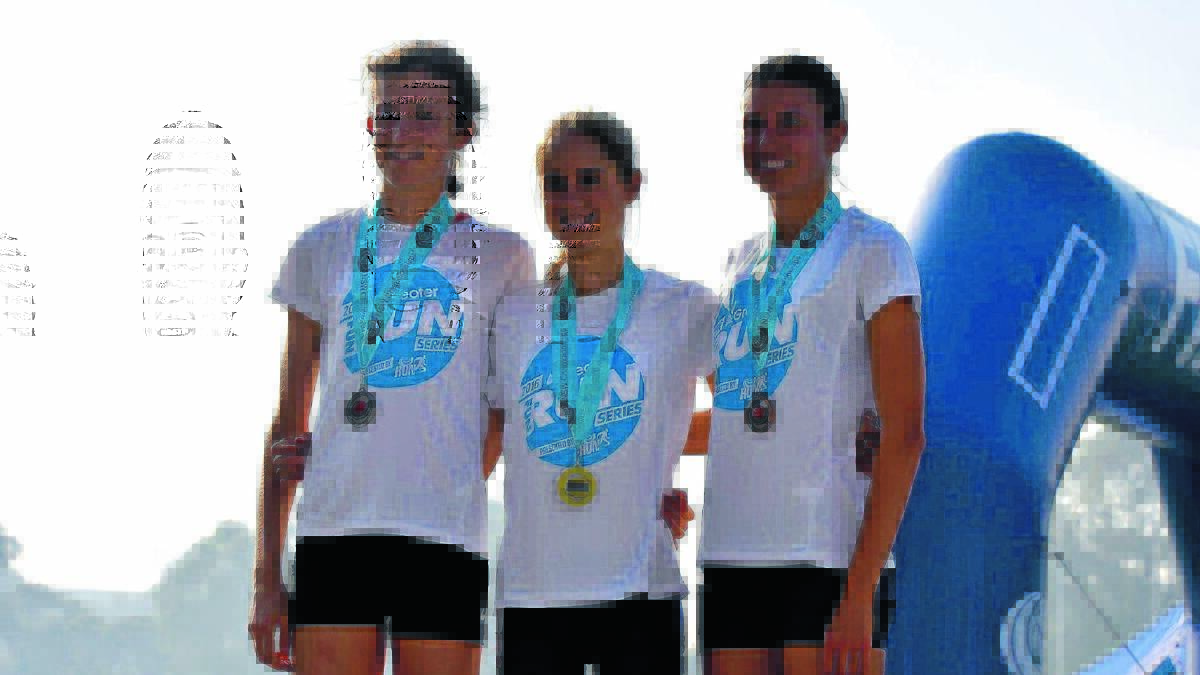 Jess Pascoe (right) placed third in the NSW 10km open championships. She took the podium with second place-getter Ann-Marie Hayes and winner Milly Clark, who will be competing in the Rio Olympics.