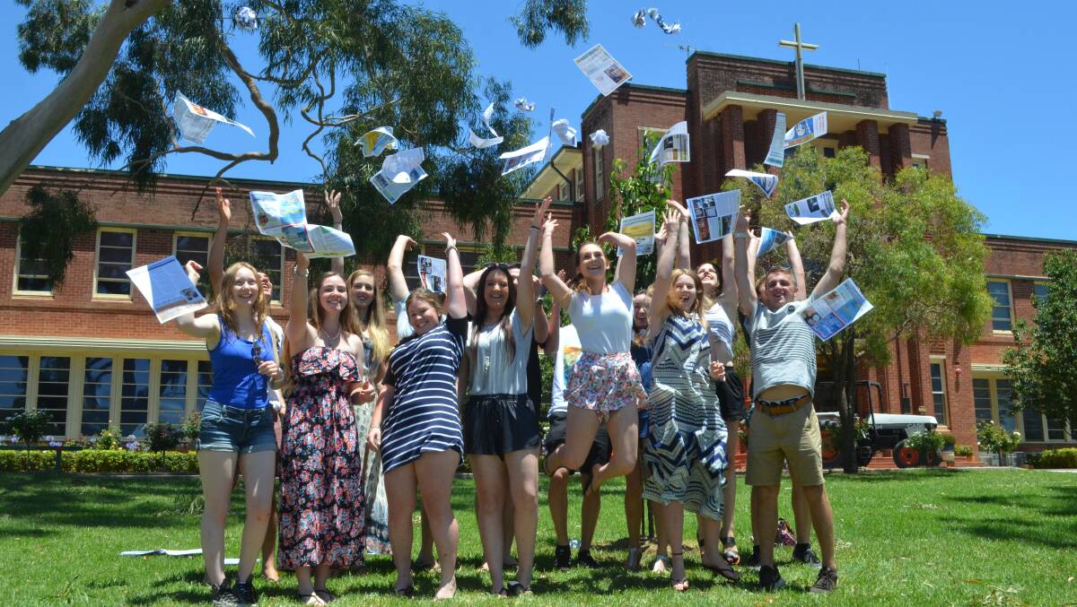 No study today - some of the year 12 Red Bend Catholic College students that received band sixes in their HSC results celebrated their marks yesterday. 
