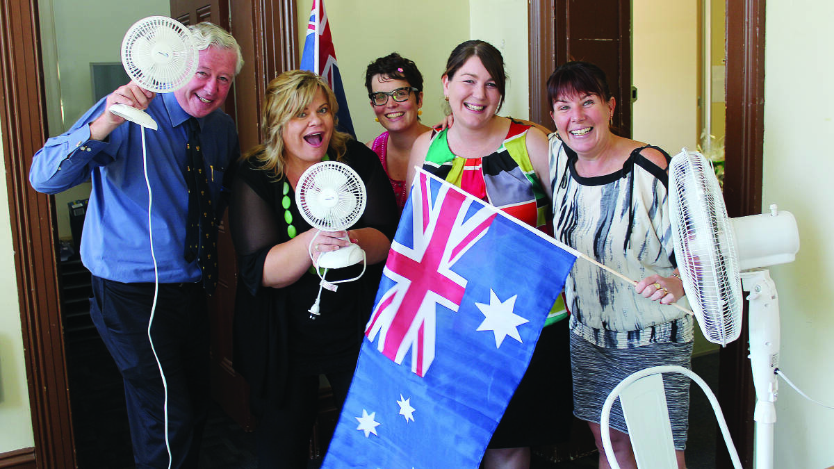 Australia Day will be fan-tastic and Forbes Shire Council staff Richard Morgan, Leanne Kennedy, Rachel Wythes, Amy Millerd and Kristy Hartwig.