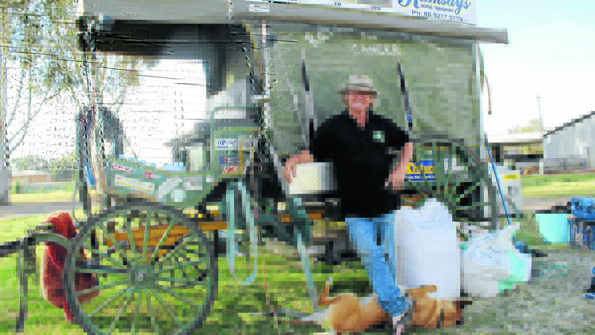 Ian Retallack is travelling around the country in a horse-drawn wagon, with his dog Russ, raising funds for the Cancer Council. 1014rattlesride