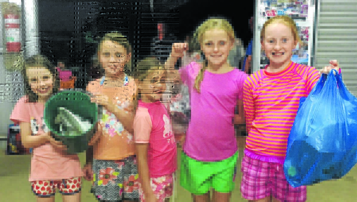 Polly Garland, Alice Mattiske, Laura Chudleigh, Kirby Maslin and Morgan Chudleigh bagged up the rubbish to take home after the Wirrinya Christmas party.