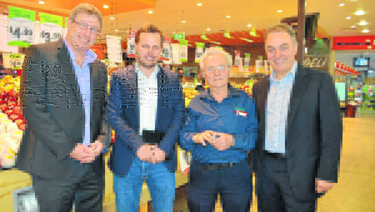 General manager for Metcash in NSW and ACT Mark Garwood, with Joseph Bernardi and Tony Bernardi of Bernardi’s IGA supermarkets and Ian Morrice, group CEO of Metcash Limited.  0914ceoiga