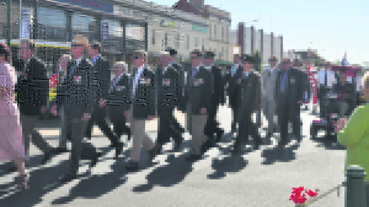 Servicemen marching in Forbes last Anzac Day. 