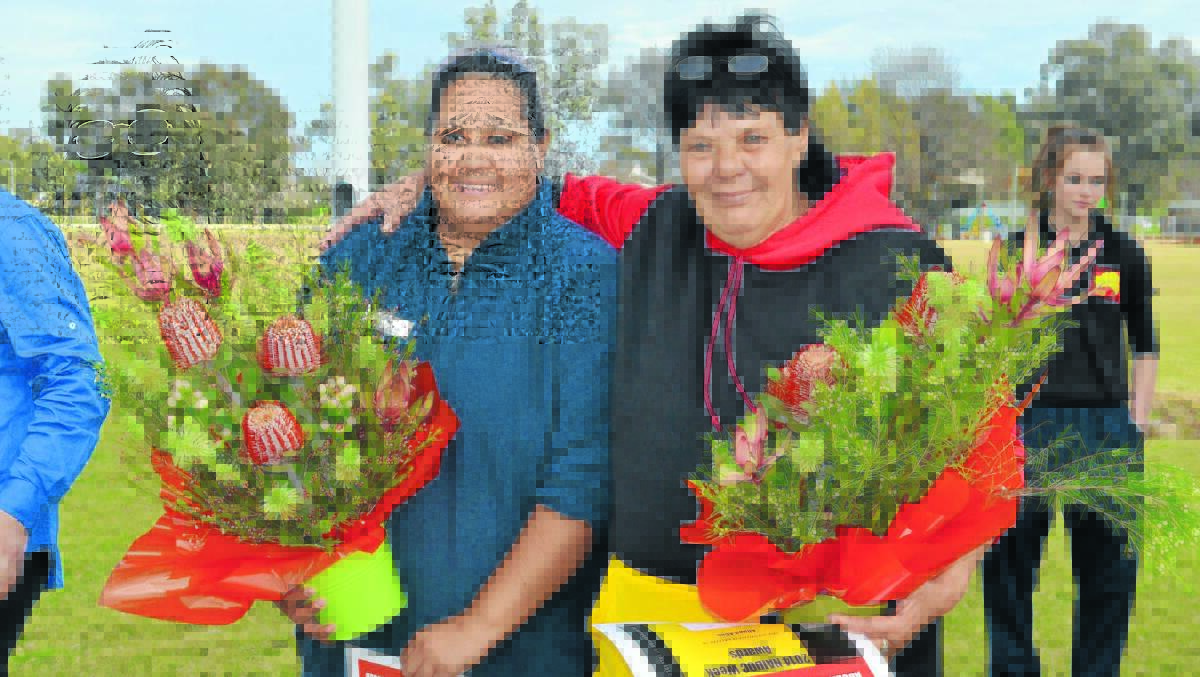 Kelly Bowden and Aileen Allen shared the honour of Aboriginal Person of the Year at last Thursday’s Community NAIDOC 
Celebrations Event at South Circle Oval.