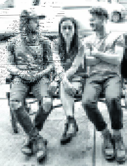 Ed Worland, Josie Leitch and Jake Farriss of Twin Fires. 