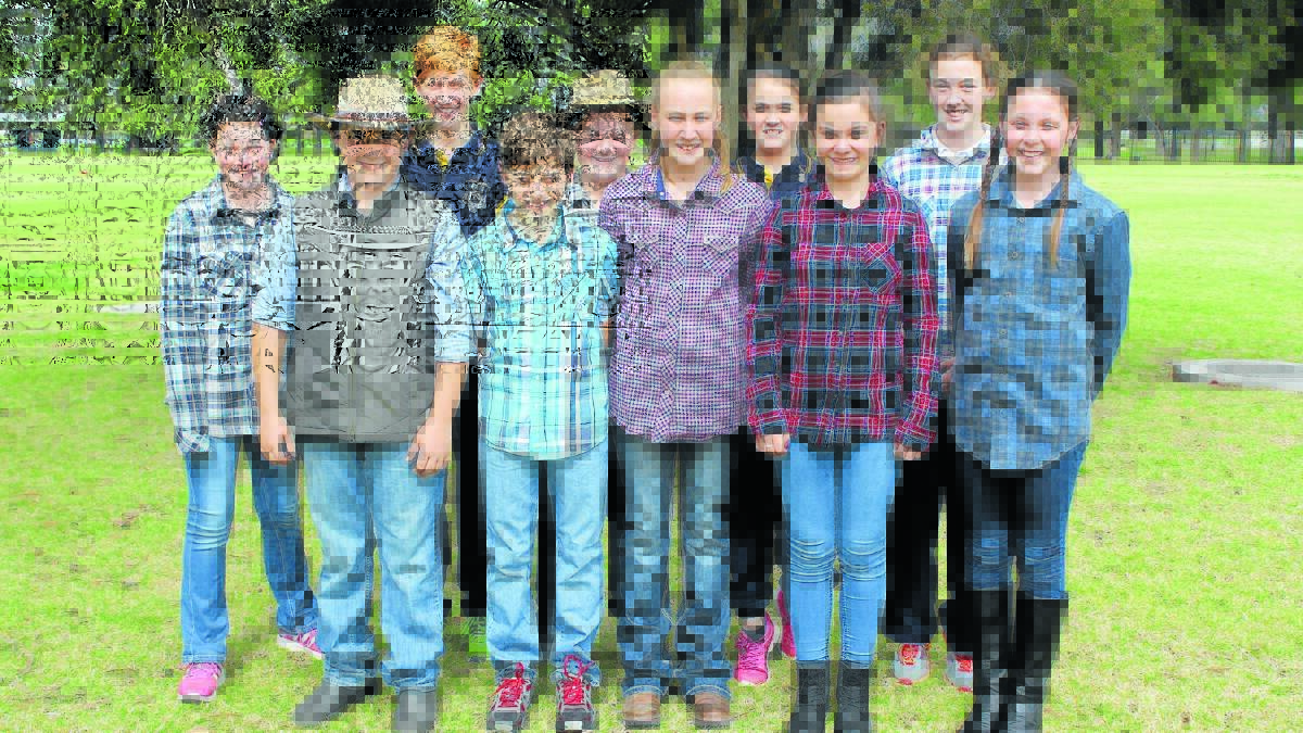 (Back) Tyrone Clothier, Josh Higgins, Sam Pascoe, Imogen Taylor, (front) Eliza Prince, Cam Toole, Brady Nicholls, Clarissa Peasley, Jess White and Lilly Asimus-Gharib will be presenting their Kids Teaching Kids topic, ‘Paddock to Plate’ in Dubbo on Thursday.