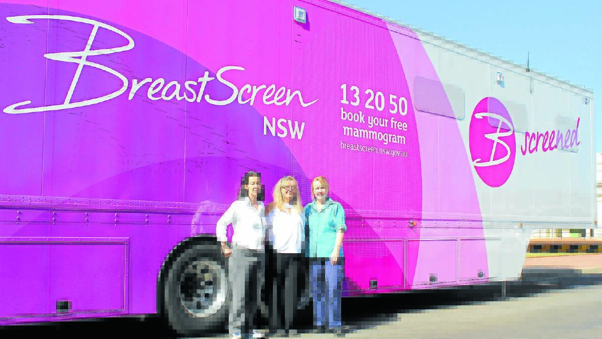 Radiographer Lesley Raymond, BreastScreen receptionist Sharon Hoswell and radiographer Melissa Seton are in Forbes with the new mobile breast screening van, offering free mammograms to women aged 50-74 until September 28. 0815breastvan(5)