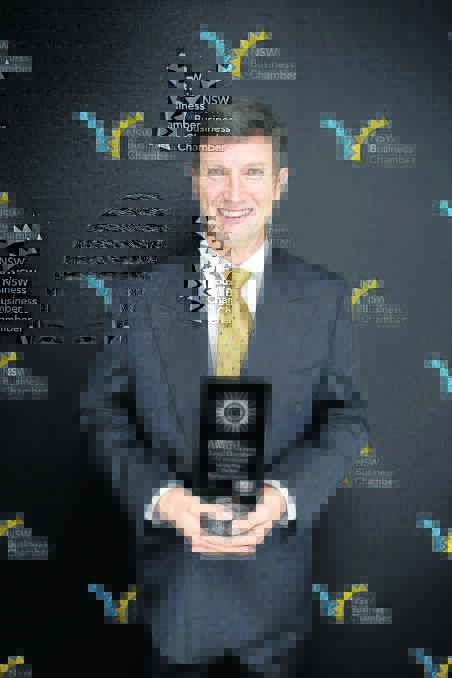 Forbes Business Chamber president Stuart Thomas with their Central West Business 
Chamber Award.
