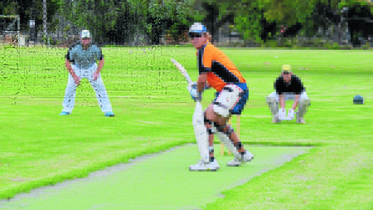 Masterstroke Painters cricketer Luke Hurford gets ready for a big hit at Botanical Gardens recently. 0115cricket15