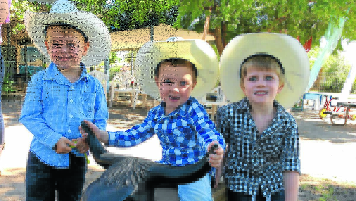 The rodeo committee visited the Forbes Preschool last Tuesday to teach the kids some rodeo tricks. 