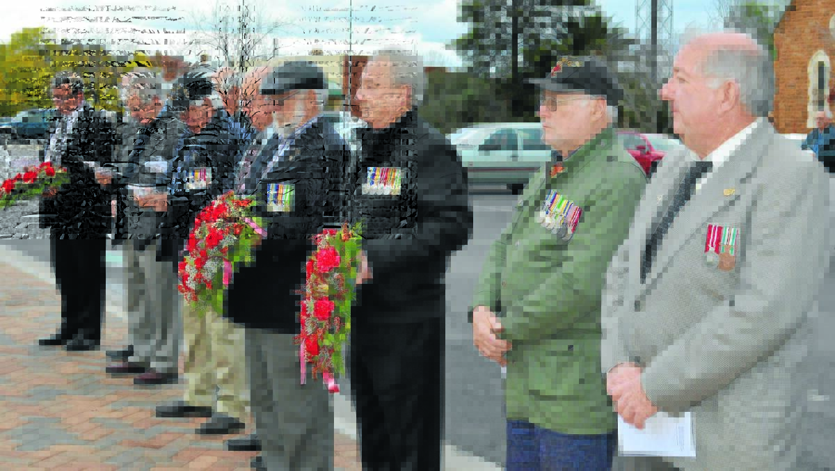 Local Vietnam veterans at a ceremony at the cenotaph on Monday afternoon.  0814vietnamvets (4)