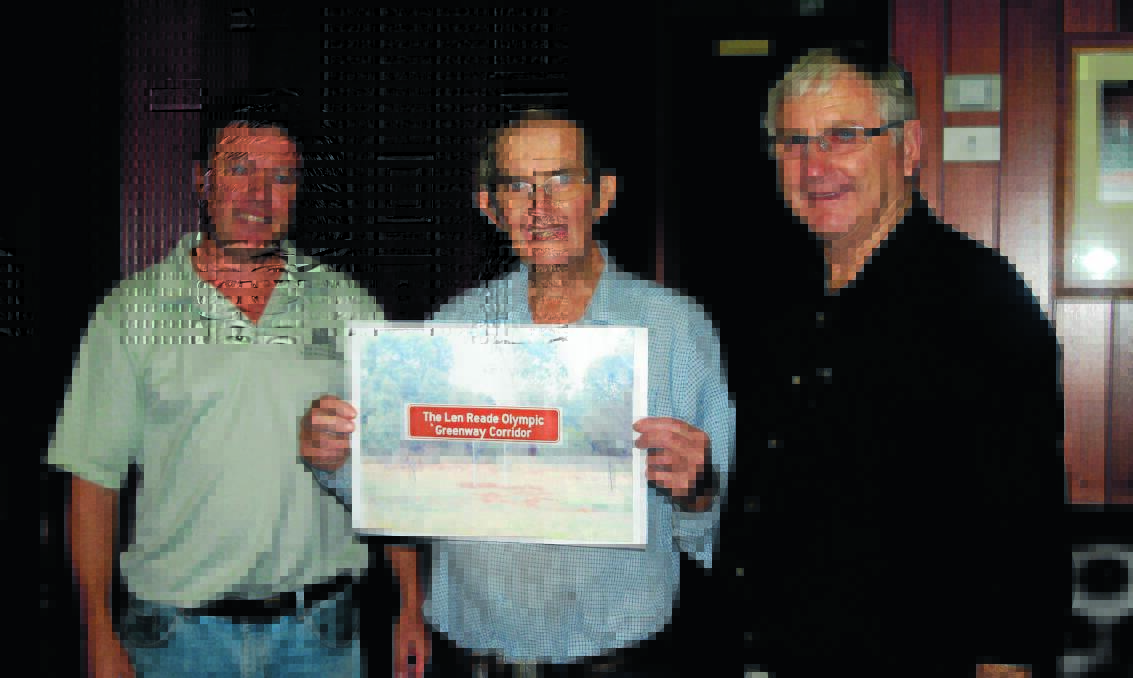 Andrew Glasson, the late Len Reade and late mayor Ron Penny at the announcement of the Len Reade Corridor. 