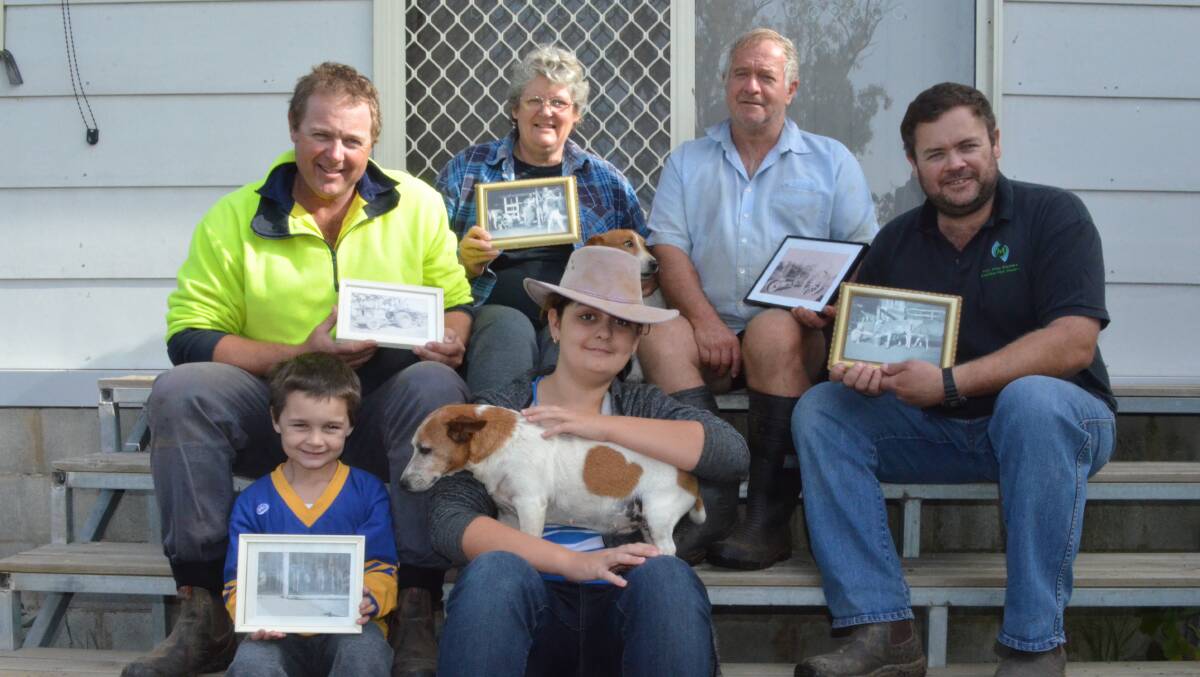 BACK: Anthony Alley at his home Walla Walla his mum Leanne, dad Ian, brother Clayton and FRONT: Anthony’s children Lachlan, 6, and Gabby, 13. Dogs are Jack and Missy.  Photo: DANIELLE BUCKLEY