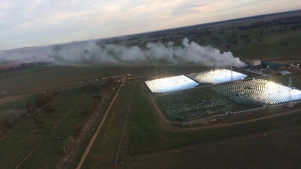 Aerial view of solar plant chemical fire in Forbes. Photo: Fire and Rescue NSW/Twitter. 
