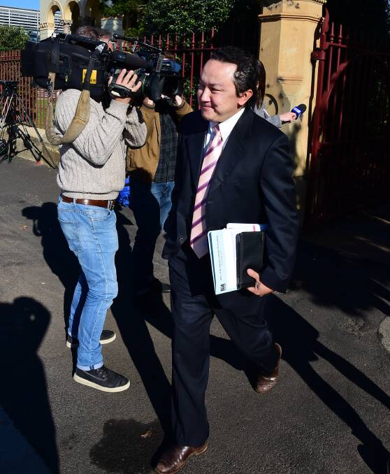 Nee Tran-Dinh from the Office of the Director of Public Prosecutions leaves Dubbo Local Court after appearing for the Crown when murder charges against Allan Geoffrey O'Connor were mentioned on Monday. Media representatives were assembled outside the court. Photo: BELINDA SOOLE 