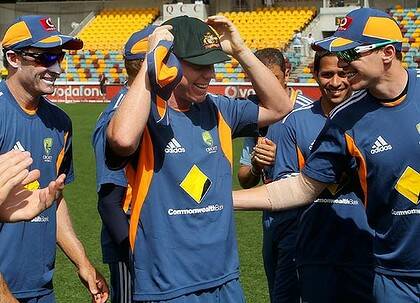 Xavier Doherty is presented with his first Test cap.