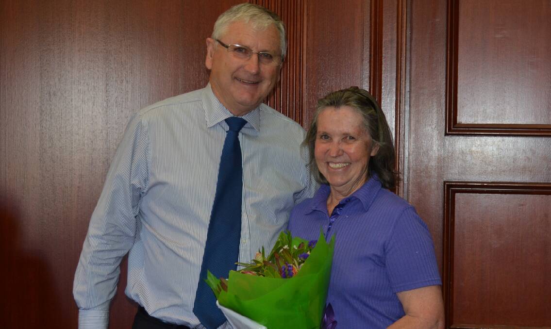 Robyn Kenny was presented with her Sporting Spirit Volunteer Award by Forbes mayor Ron Penny last week. 1213robynkenny